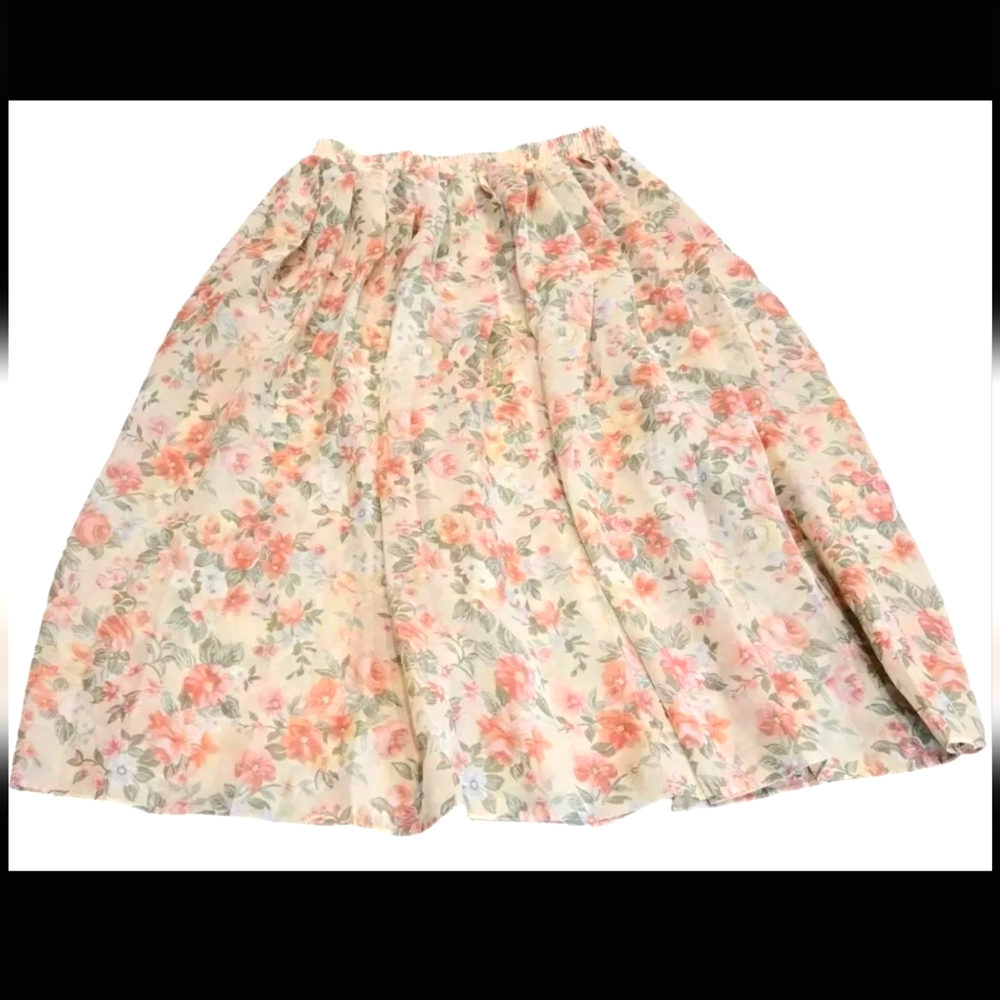 Leslie Fay By Kate Allen Floral Pink Skirt Vintage  Retro Capsule Size Small